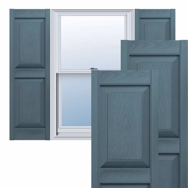 Lifetime Vinyl, Custom Two Equal Panels, Raised Panel Shutters, w/Shutter-Loks, LP2C12X07000WB